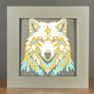 Wolf Geometric Layered Art