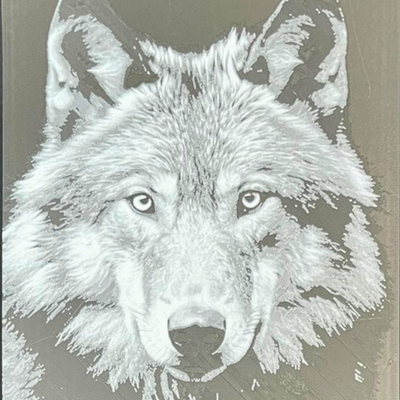 Grayscale Wolf Portrait Framed Layered 3D Art