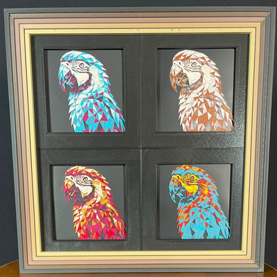 Wildlife Parrot 4-Pack Framed Layered 3D Art Set