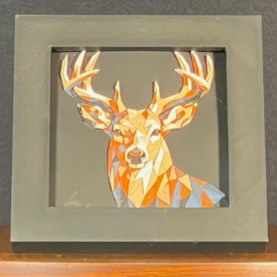 Buck Framed Layered 3D Art in Desert Palette