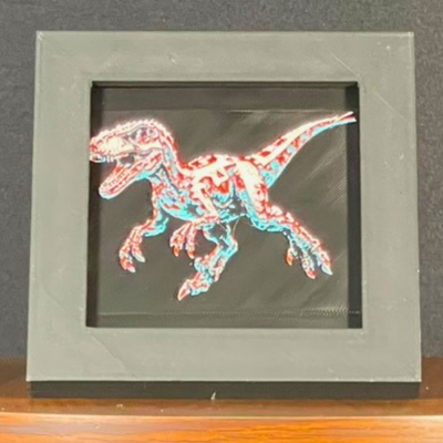 Raptor Framed Layered 3D Art in Crimson Ice Palette