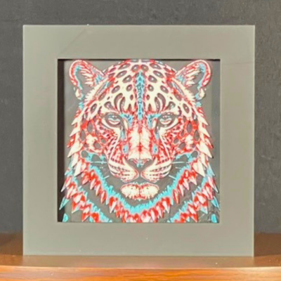 Snow Leopard Geometric Layered Art
