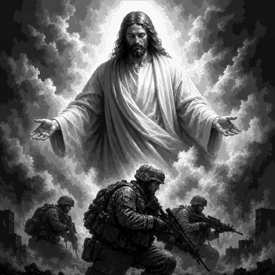 Jesus and Soldiers Faith Framed Layered 3D Art