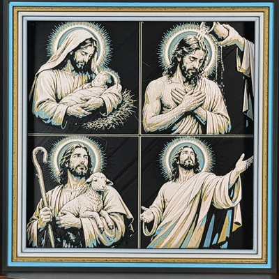WTx3D FAITH Jesus faith four-pack framed layered art featuring four coordinated grayscale Christian designs in a signature frame