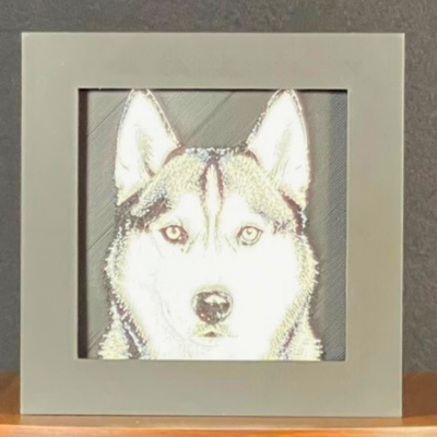 Husky Framed Layered 3D Art