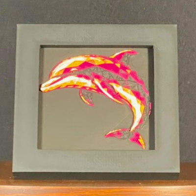 Dolphin Framed Layered 3D Art in Royal Gold Palette