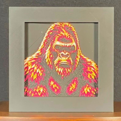 Gorilla Framed Layered 3D Art in Royal Gold Palette