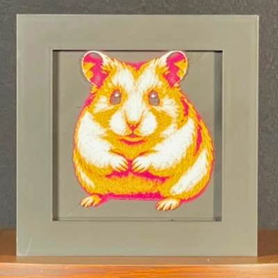 Hamster Framed Layered 3D Art in Royal Gold Palette