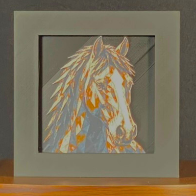 Horse Framed Layered 3D Art in Desert Palette