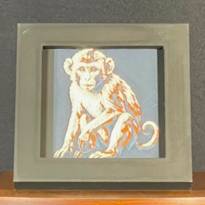Monkey Framed Layered 3D Art in Desert Palette