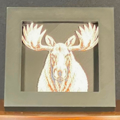 Moose Framed Layered 3D Art in Desert Palette