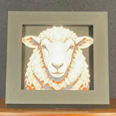 Sheep Framed Layered 3D Art in Desert Palette