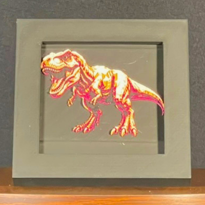 T-Rex Framed Layered 3D Art in Royal Gold Palette