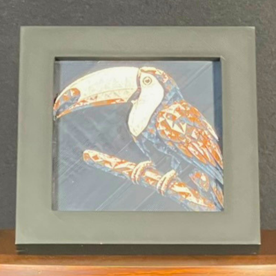 Toucan Framed Layered 3D Art in Desert Palette