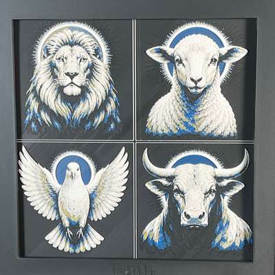 Four Evangelists four-panel curated set of framed 3D layered biblical art