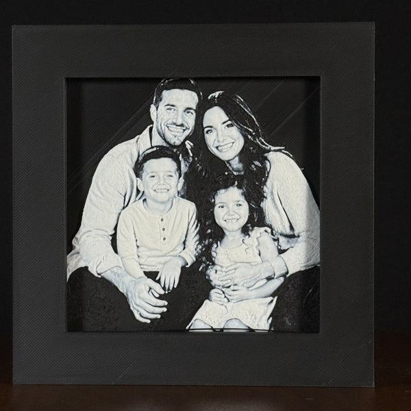 Family portrait in Grayscale color palette, framed custom photo art by WTX3D.
