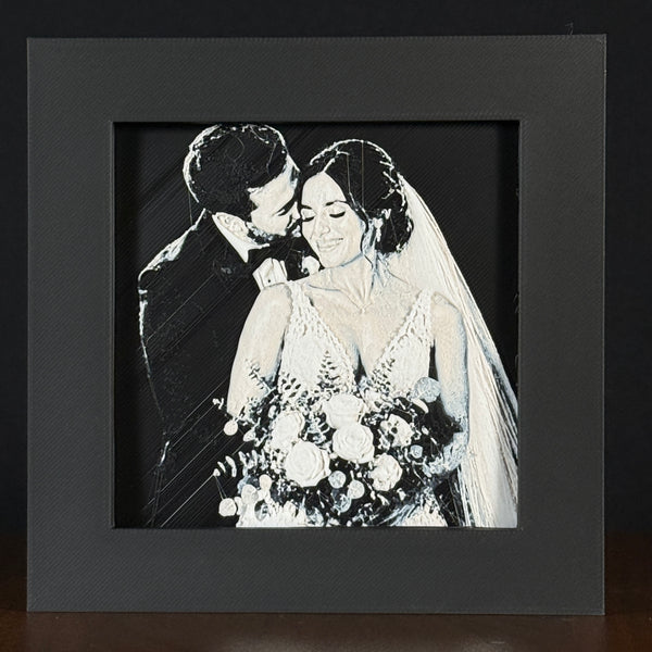 Wedding portrait in Grayscale color palette, framed custom photo art by WTX3D.