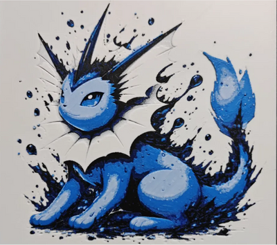 Blue spike monster framed layered 3D art with icy blue contrast