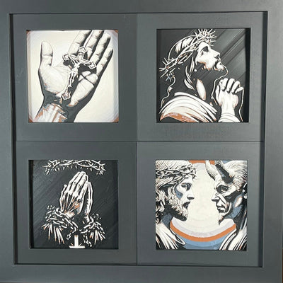 Life of Christ devotion four-panel framed 3D layered art - WTx3D