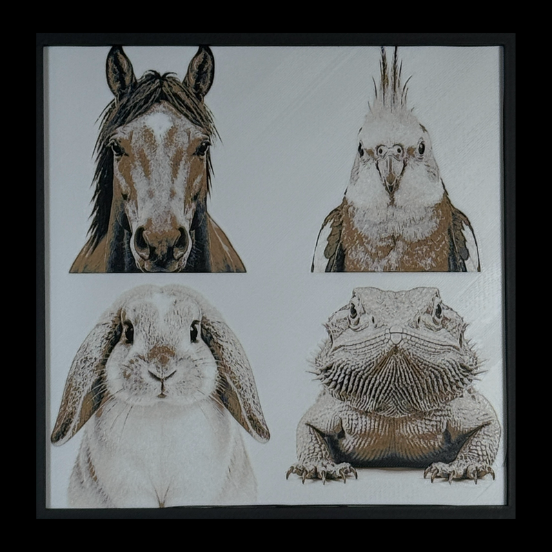 Custom Photo Art 4-Pack made from pet photographs, framed 3D layered art by WTx3D