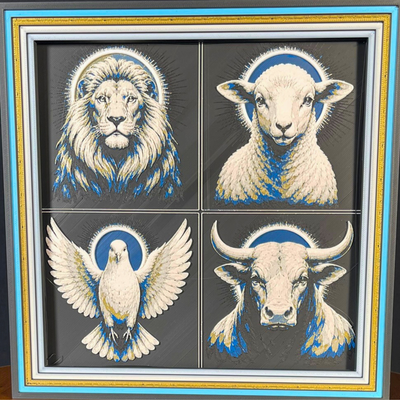 Lamb Symbol Framed Layered 3D Art