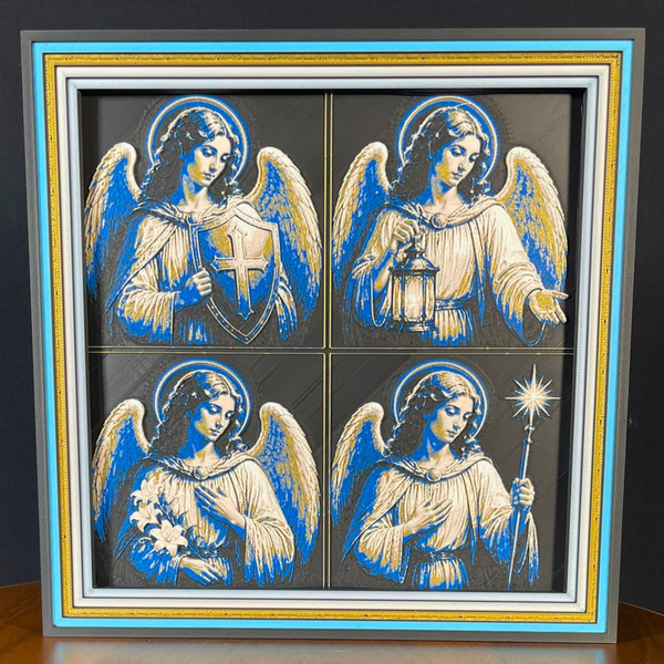Blue Angel Framed Layered 3D Art