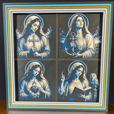 Blue Halo Angel Framed Layered 3D Art