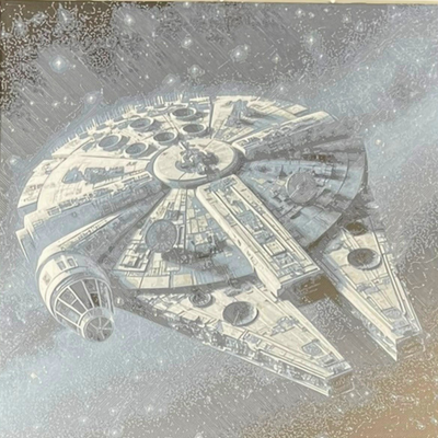 Grayscale Fantasy Ship Framed Layered 3D Art