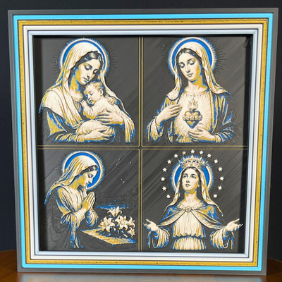 Mary Portrait Framed Layered 3D Art