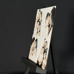 Angled view of a four-panel 3D layered art set on a display easel, showing the raised printed layers and real surface depth of each panel