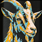 Geometric mountain lion framed layered 3D art in Teal Orange color palette, featuring a bold mountain lion portrait with turquoise, orange, black, and white layered details inside a charcoal matte display frame.