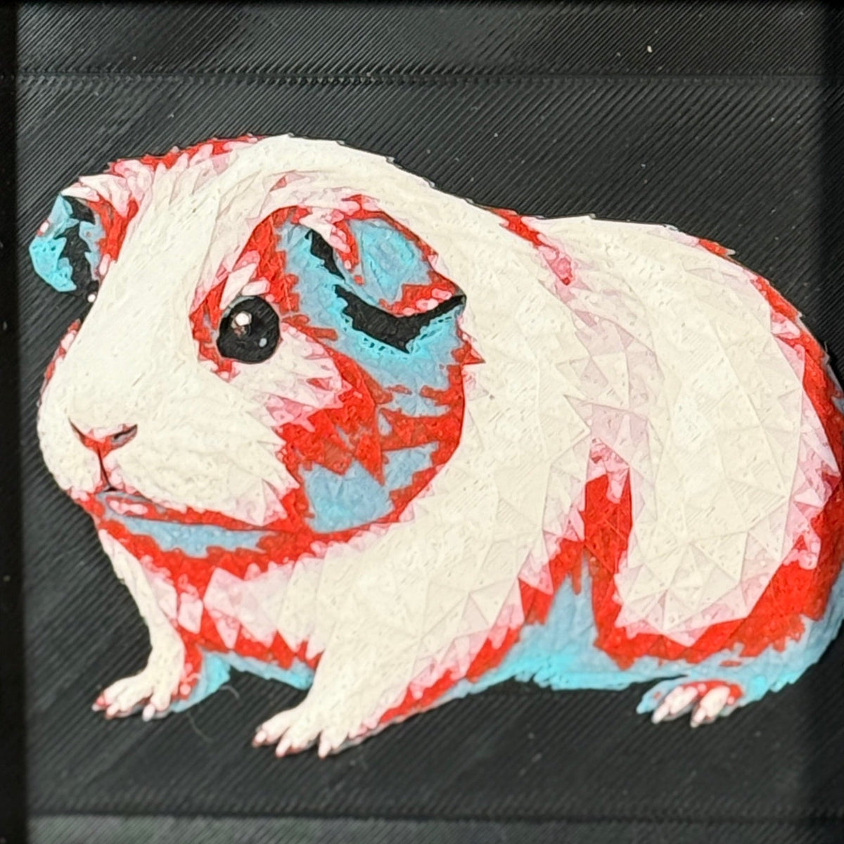 Guinea Pig in Crimson Ice palette - WTx3D framed 3D layered art
