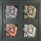Orangutan Geometric Curated 4-Pack Framed 3D Layered Art