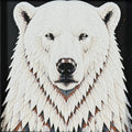 Framed geometric polar bear layered 3D art piece featuring a clean, minimalist white bear design with a classic Heritage monochrome grey and white palette.