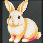 Geometric rabbit framed layered 3D art in Royal Gold color palette, featuring a rabbit portrait with gold, blue, black, and white layered details inside a charcoal matte display frame.