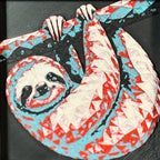 Geometric pig framed layered 3D art in Crimson Ice color palette, featuring a pig portrait with cyan, red, magenta, black, and white layered details inside a charcoal matte display frame.
