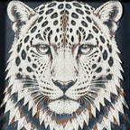 Geometric tiger framed layered 3D art in Heritage color palette, featuring a bold tiger portrait with soft white, gray, black, and neutral brown layered details inside a charcoal matte display frame.