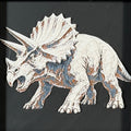 Framed geometric Triceratops layered 3D art piece featuring a stylized dinosaur design in a classic Heritage monochrome grey and white palette.