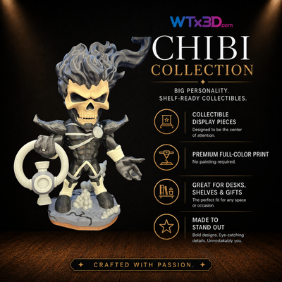 Shadow reaper chibi figure, professionally 3D printed collectible display piece by WTx3D.