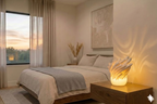 Crazy Fingers 3D printed lamp, displayed on a nightstand in a bedroom setting.
