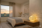 Drums 3D printed lamp, displayed on a nightstand in a bedroom setting.