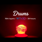 WTx3D-Drums-Studio-3D-Printed-Lamp-white-PLA-Lit