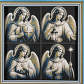 WTx3D FAITH Archangels four panel framed layered art image featuring four coordinated angel-inspired Christian archangel images in one framed faith art display.