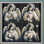 WTx3D FAITH Archangels four panel framed layered art image featuring four coordinated angel-inspired Christian archangel images in one framed faith art display.