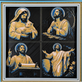 WTx3D FAITH Jesus Ministry Gold four panel framed layered art image featuring four coordinated Jesus-inspired Christian ministry scenes in one framed faith art display.
