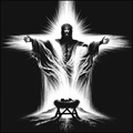 Radiant Jesus Faith Grayscale Framed 3D Layered Art, framed 3D layered art.