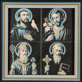FAITH Saints Portraits Four Panel Framed Layered 3D Art, framed 3D layered art.