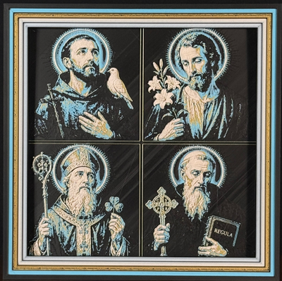 FAITH Saints Portraits Four Panel Framed Layered 3D Art