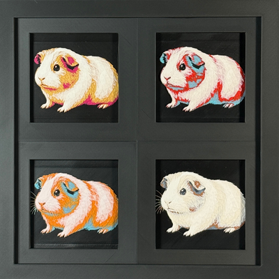 Guinea Pig Geometric Curated 4-Pack Framed 3D Layered Art