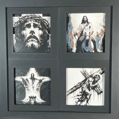 Life of Christ faith and sacrifice four-panel framed 3D layered art - WTx3D